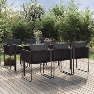 vidaXL Set de servit masa pentru grădină, 7 piese, negru imagine