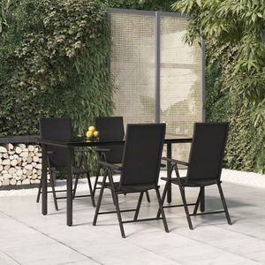 vidaXL Set mobilier de grădină, 5 piese, negru, poliratan imagine