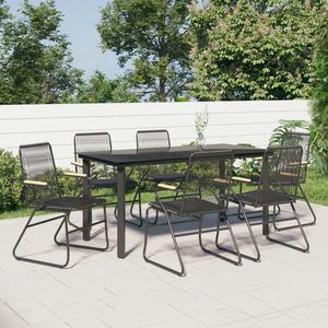 vidaXL Set mobilier de grădină, 7 piese, negru, ratan PVC imagine