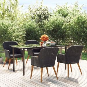 vidaXL Set de masă pentru grădină, 5 piese, cu perne, negru imagine