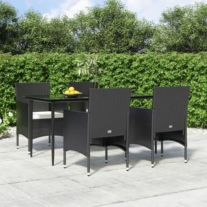 vidaXL Set de masă pentru grădină, 5 piese, cu perne, negru imagine