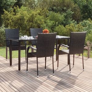 vidaXL Set mobilier de grădină, 5 piese, negru, poliratan imagine