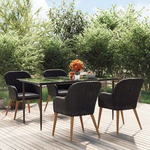 vidaXL Set masă pentru grădină, 5 piese, cu perne, negru imagine