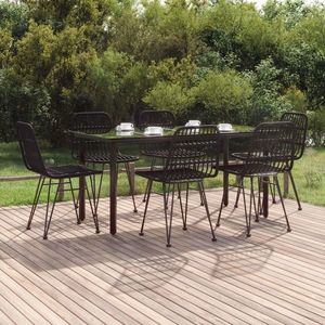 vidaXL Set mobilier de grădină, 7 piese, negru, poliratan imagine