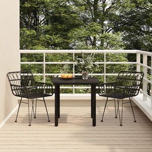 vidaXL Set mobilier de grădină, 3 piese, negru, poliratan imagine