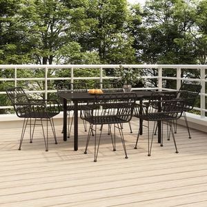 vidaXL Set mobilier de grădină, 7 piese, negru, poliratan imagine