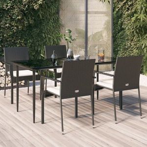 vidaXL Set mobilier de grădină cu perne, 5 piese, negru, poliratan imagine