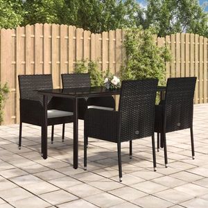 vidaXL Set mobilier de grădină cu perne, 5 piese, negru, poliratan imagine