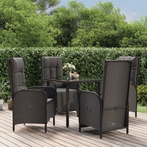 vidaXL Set mobilier de grădină cu perne, 5 piese, negru, poliratan imagine