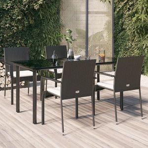 vidaXL Set mobilier de grădină cu perne, 5 piese, negru, poliratan imagine