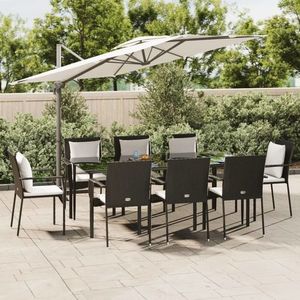 vidaXL Set mobilier de grădină cu perne, 7 piese, negru, poliratan imagine