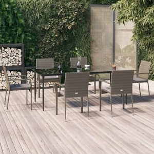 vidaXL Set mobilier de grădină cu perne, 7 piese, negru/gri, poliratan imagine