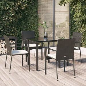 vidaXL Set mobilier de grădină cu perne, 5 piese, negru, poliratan imagine