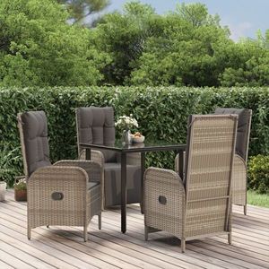 vidaXL Set mobilier grădină cu perne, 5 piese, negru și gri, poliratan imagine