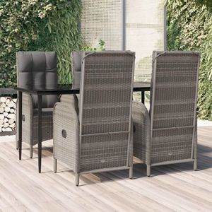vidaXL Set mobilier grădină cu perne, 5 piese, negru și gri, poliratan imagine