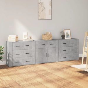 vidaXL Servante, 3 piese, gri beton, lemn prelucrat imagine