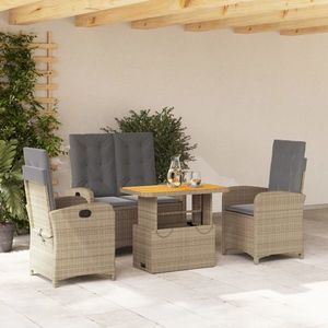 vidaXL Set canapele de grădină, 4 piese, cu perne, bej, poliratan imagine