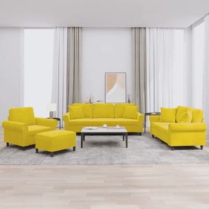 vidaXL Set de canapele cu perne, 4 piese, galben, catifea imagine