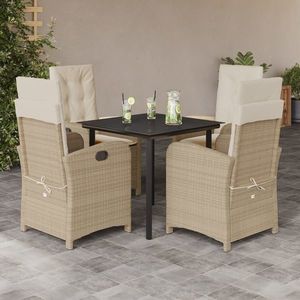 vidaXL Set mobilier de grădină cu perne, 5 piese, bej, poliratan imagine