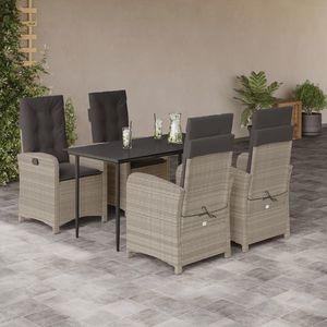 vidaXL Set mobilier de grădină cu perne, 5 piese gri deschis poliratan imagine