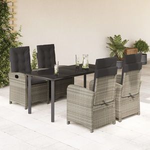 vidaXL Set mobilier de grădină cu perne, 5 piese gri deschis poliratan imagine