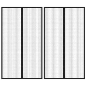 vidaXL Perdele de ușă anti-insecte cu magnet, 2 buc., negru, 200x80 cm imagine