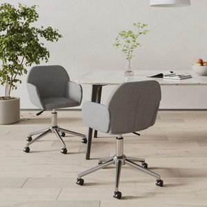 vidaXL Scaune de bucătărie pivotante, 2 buc., gri deschis, textil imagine