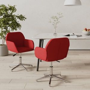 vidaXL Scaune de bucătărie pivotante, 2 buc., roșu vin, textil imagine