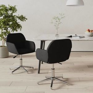 vidaXL Scaune de bucătărie pivotante, 2 buc., negru, material textil imagine