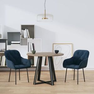 vidaXL Scaune de bucătărie pivotante, 2 buc., albastru, catifea imagine