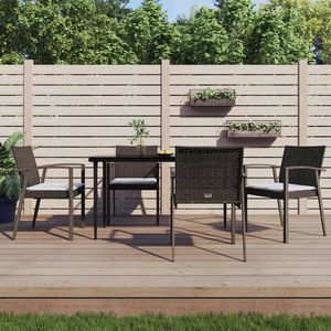vidaXL Set mobilier de grădină cu perne, 5 piese, poliratan și oțel imagine