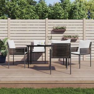 vidaXL Set mobilier de grădină cu perne, 5 piese, poliratan și oțel imagine