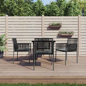 vidaXL Set mobilier grădină cu perne, 5 piese, negru, poliratan & oțel imagine