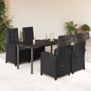 vidaXL Set mobilier de grădină cu perne, 5 piese, negru, poliratan imagine