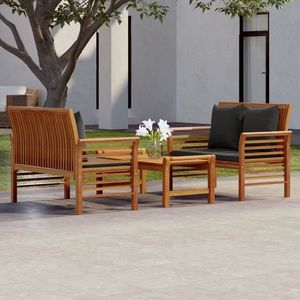 vidaXL Set mobilier de grădină cu perne, 3 piese, lemn masiv acacia imagine