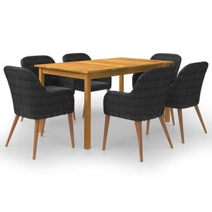 vidaXL Set mobilier de grădină, 7 piese, negru imagine