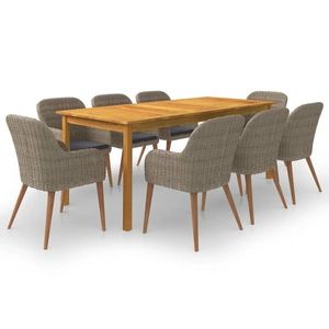 vidaXL Set mobilier de grădină, 9 piese, maro imagine