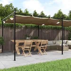 vidaXL Pergola cu acoperiș retractabil, gri taupe, 589x292x230 cm imagine