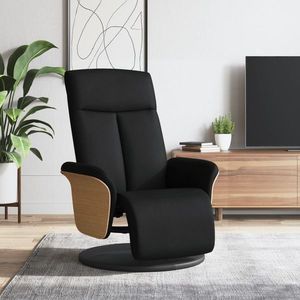 vidaXL Fotoliu rabatabil cu suport de picioare, negru, textil imagine
