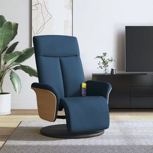 vidaXL Fotoliu de masaj rabatabil cu suport picioare, albastru, textil imagine