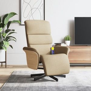 vidaXL Fotoliu de masaj rabatabil cu suport de picioare, crem, textil imagine