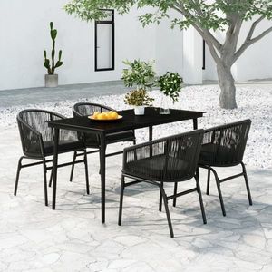 vidaXL Set de servit masa pentru grădină, 5 piese, negru imagine