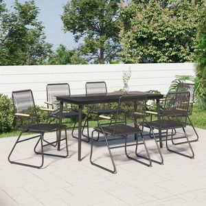 vidaXL Set mobilier de grădină, 7 piese, negru, ratan PVC imagine