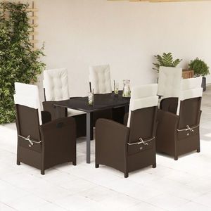 vidaXL Set mobilier de grădină cu perne, 7 piese, maro, poliratan imagine
