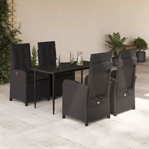 vidaXL Set mobilier de grădină cu perne, 5 piese, negru, poliratan imagine