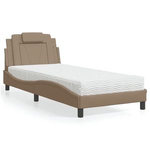 vidaXL Pat cu saltea, cappuccino, 80x200 cm piele ecologică imagine