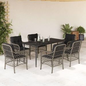 vidaXL Set mobilier de grădină cu perne, 7 piese, gri, poliratan imagine