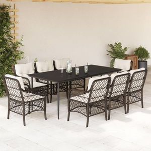 vidaXL Set mobilier de grădină cu perne, 9 piese, maro, poliratan imagine
