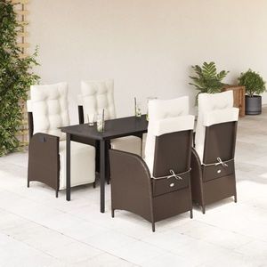 vidaXL Set mobilier de grădină, 5 piese, cu perne, maro, poliratan imagine