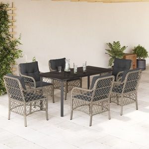 vidaXL Set mobilier de grădină cu perne, 7 piese gri deschis poliratan imagine